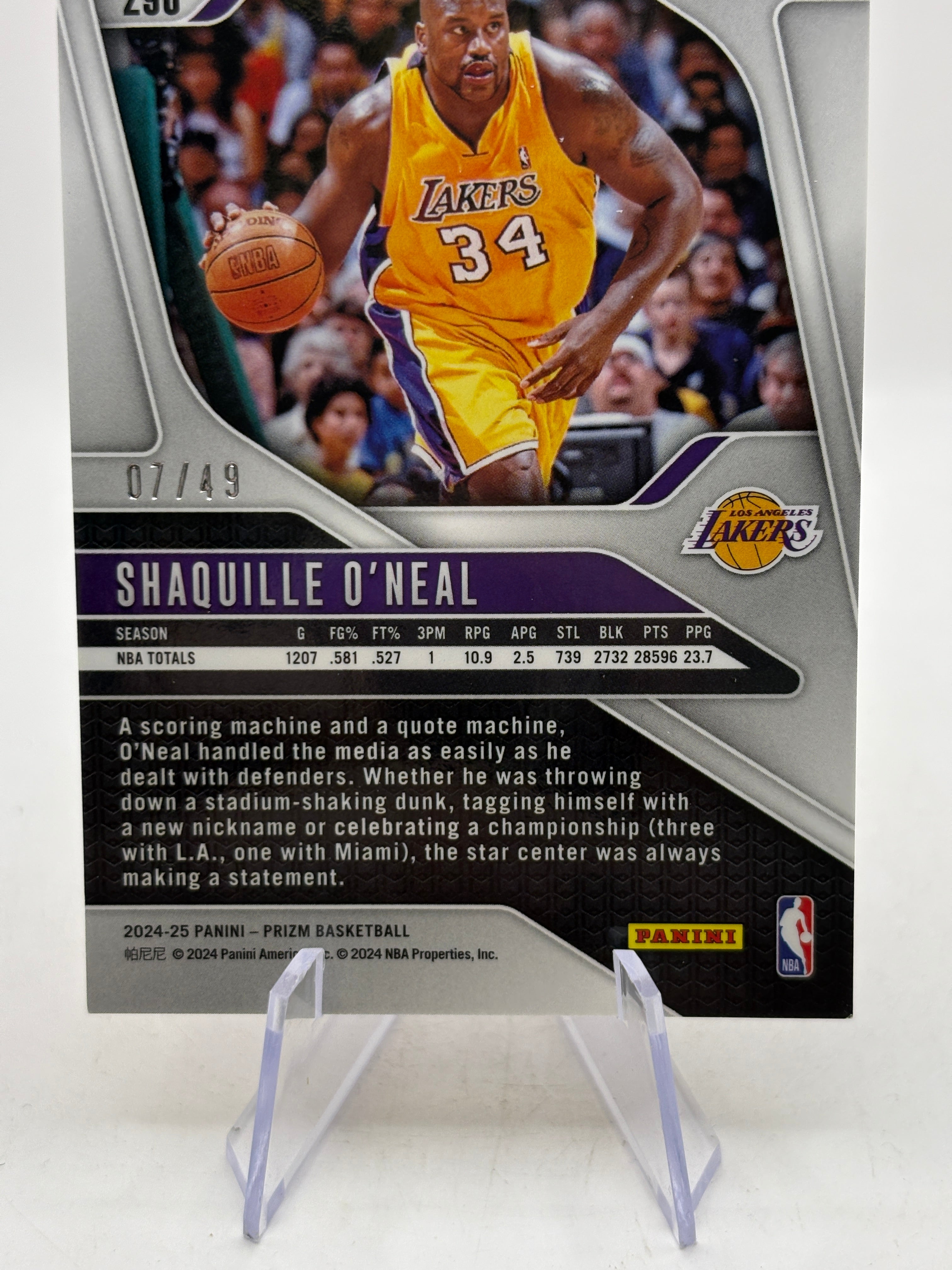 2024-25 Panini Prizm #290 Shaquille O’neal Orange Refractor 07/49